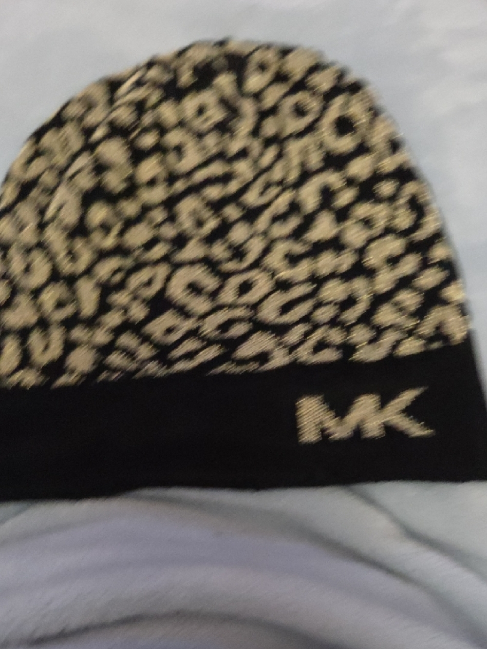 Michael Kors Black and Gold Leopard Knit Hat - Picture 3 of 6